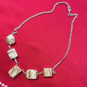 Silver and Brown Stone Necklace